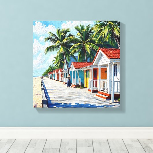 Toile Cabanes de plage tropicales colorées (Insitu (Plancher de Bois))