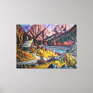 Toile Cabine Au Bord Du Lac Beaux Art Peinture Grande