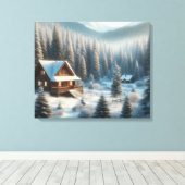 Toile Cabine d'hiver dans la forêt (Insitu (Plancher de Bois))