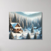 Toile Cabine d'hiver dans la forêt (Recto)