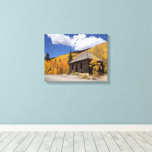 Toile Cabine rustique dans les bois d'or (Insitu (Plancher de Bois))