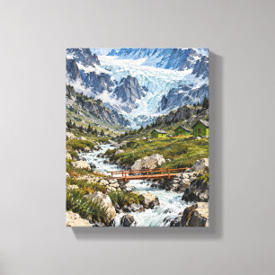 Toile Cabines Wasabi sous le glacier bleu frais - Alpi