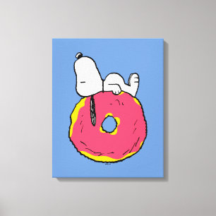 Toile cacahuètes   Snoopy Donut rose