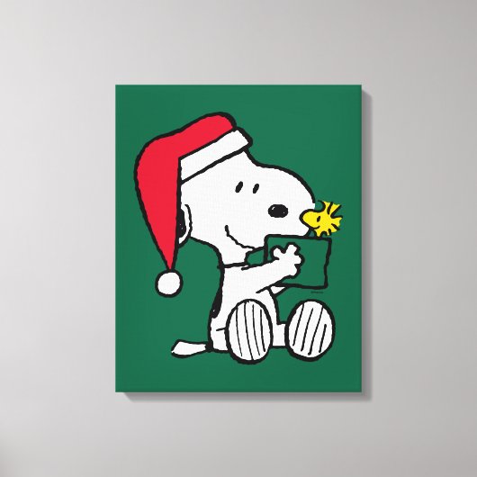 Toile cacahuètes | Snoopy Père Noël & Woodstock Cadeau (Recto)