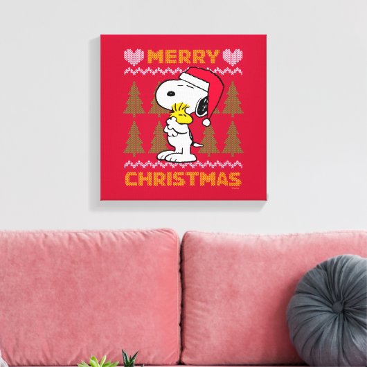 Toile cacahuètes | Snoopy & Woodstock Santa Claus Hug (Insitu(Salon))