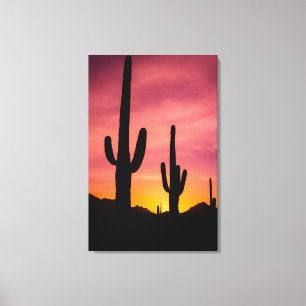 Toile Cactus du Saguaro au lever du soleil, Arizona