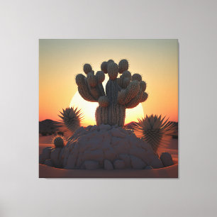 Toile Cactus et palmiers coexistent en harmonie. phot