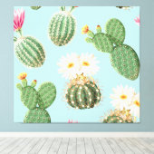Toile Cactus, fleurs roses : décor clair (Insitu (Plancher de Bois))