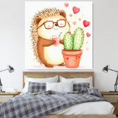 Toile Cactus Hérisson Aquarelle Joie (Insitu(Chambre))