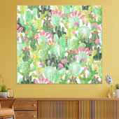 Toile Cactus peint à la main : Vert désert (Insitu(Salon))
