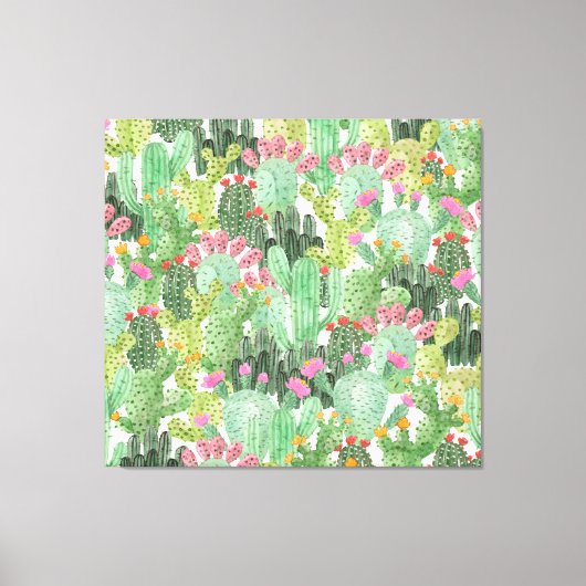 Toile Cactus peint à la main : Vert désert (Recto)