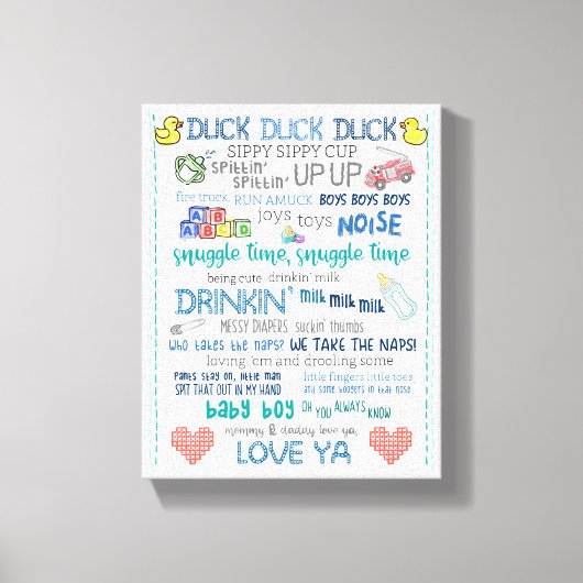 Toile Cadeau de bébé d'art de pépinière drôle de parodie (Recto)