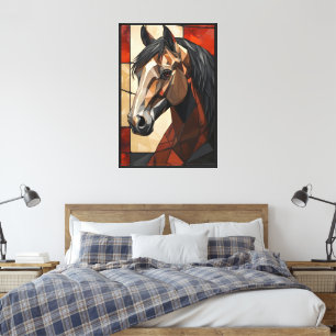 Toile Cadeau de décoration murale géométrique Cheval Art
