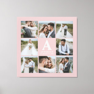 Toile Cadeau de famille mariage monogramme photo multipl