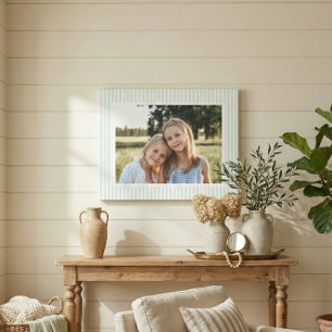 Toile Cadeau de photo de famille rayé vert sauge