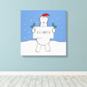 Toile Cadeau d'ours polaire de Noël personnalisé (Insitu (Plancher de Bois))