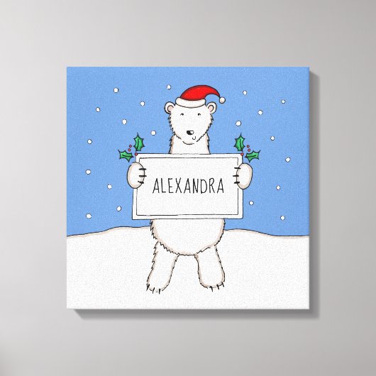 Toile Cadeau d'ours polaire de Noël personnalisé (Recto)