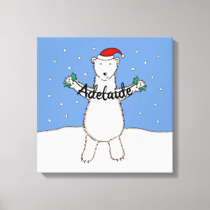 Toile Cadeau d'ours polaire de Noël personnalisé