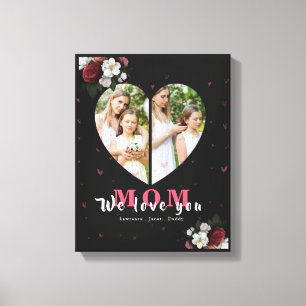 Toile Cadeau en forme de coeur simple noir pour la fête 