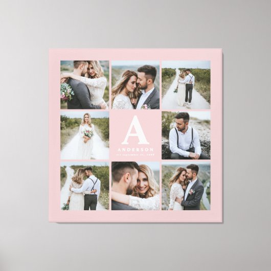 Toile Cadeau famille mariage multiphoto monogramme (Recto)