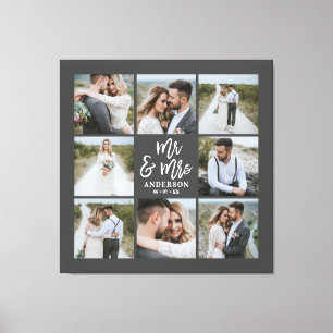 Toile Cadeau famille mariage multiphoto monogramme