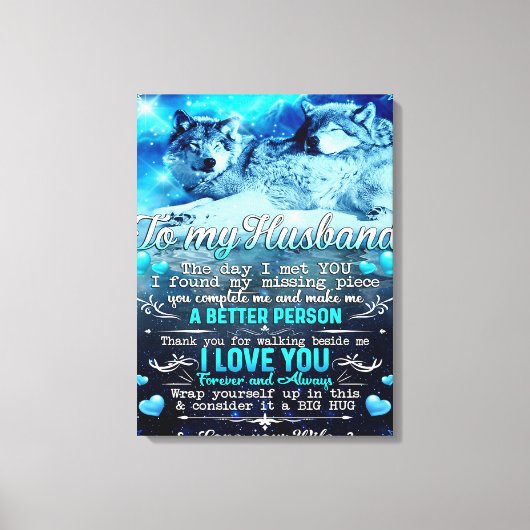 Toile Cadeau loup pour mon mari, Cadeau d'anniversaire d (Recto)