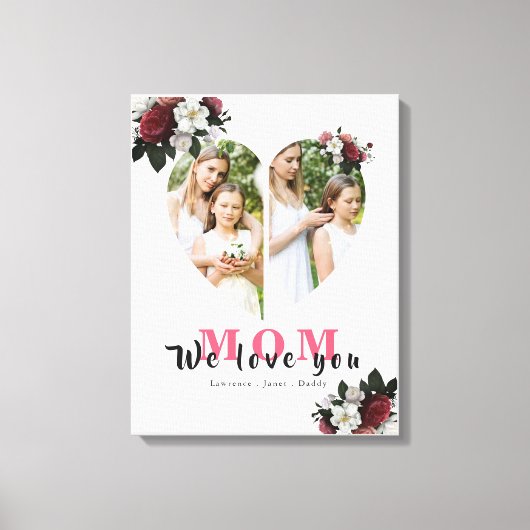 Toile Cadeau moderne en forme de coeur blanc pour la fêt (Recto)