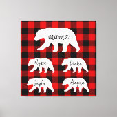 Toile Cadeau moderne Rouge Plaid Et Blanc Mama Ours (Recto)