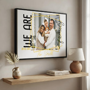 Toile Cadre Famille Or Photo Personnalisée Nom Personnal