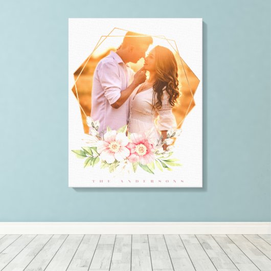 Toile Cadre photographique en couronne florale mignonne (Insitu (Plancher de Bois))