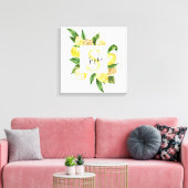 Toile Cadres et Feuilles de citrons jaunes modernes avec (Insitu(Salon))