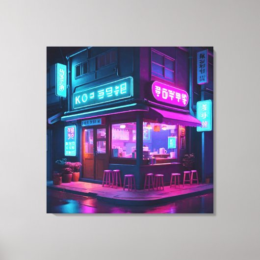 Toile Café Coréen Neon LoFi Art (Recto)