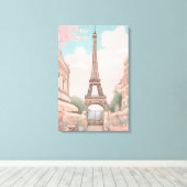 Toile Café parisien avec Art Tour Eiffel (Insitu (Plancher de Bois))