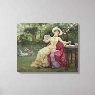 Toile Café potable et lecture dans le jardin (la semain