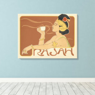Toile Café Rajah Art Nouveau vintage, Dame avec café