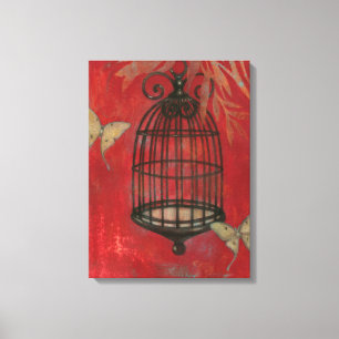 Toile Cage d'oiseaux décorative avec papillons