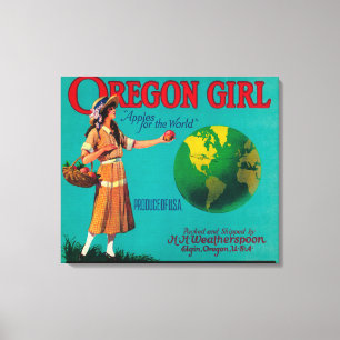Toile Caisse LabelElgin d'Apple de fille de l'Orégon, O