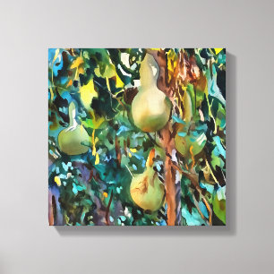Toile Calabash Arbre Gourdes En Automne Art Acrylique
