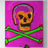 Toile Calavera Crâne Geek NFT Art rose violet vert