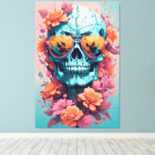 Toile Calavera Floral Colorida (Insitu (Plancher de Bois))