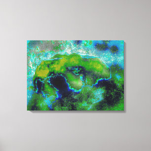 Toile Calcaire Abstrait en vert citron et bleu