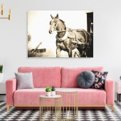 Toile Calèche amish en sépia (Insitu(Salon))