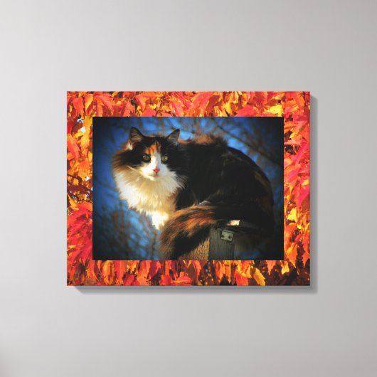 Toile Calico Cat à l'automne (Recto)