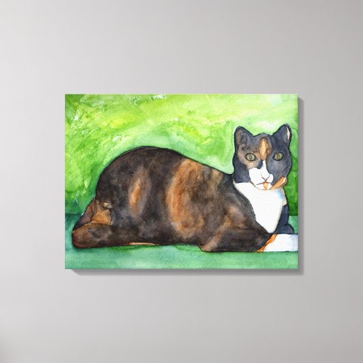 Toile Calico Chat Aquarelle Peinture Canvas (Recto)