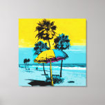 Toile California Beach Pop Art Canvas<br><div class="desc">Découvrez le plaisir et la vitalité d'une plage californienne avec notre superbe peinture pop art sur toile. Avec ses couleurs vives et audacieuses dans les tons bleu et jaune, cette pièce accrocheuse capte l'essence de la plage avec ses parasols ludiques et ses palmiers balançoires. Accrochez-le dans votre salon, votre chambre...</div>