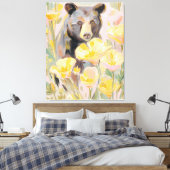 Toile California Bear with Poppies & Wildflowers Art Pri (Insitu(Chambre))