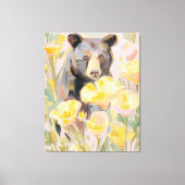 Toile California Bear with Poppies & Wildflowers Art Pri (Recto)
