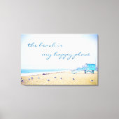 Toile California Coast Beach Photo My Happy Place Script (Recto)