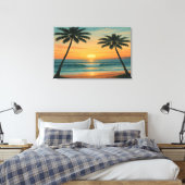 Toile California Ocean Sunset – 36x24 Wall Art Print (Insitu(Chambre))