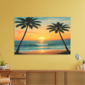 Toile California Ocean Sunset – 36x24 Wall Art Print (Insitu(Salon))